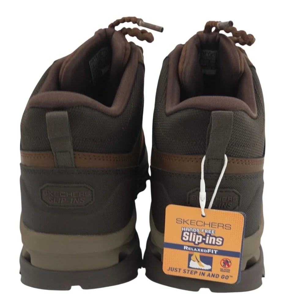Skechers Glide-Step Randell Brecken Boots Men 10.5M Brown Waterproof Slip In NEW